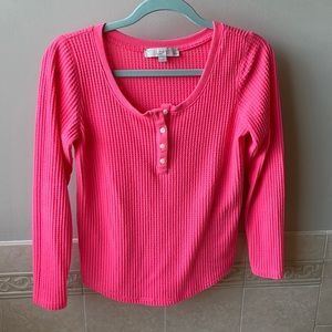 Loft , Snall petite , bright pink thermal shirt